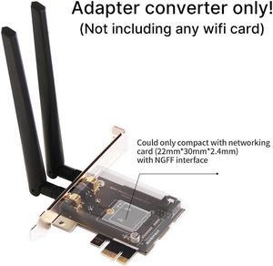 FV-102 NGFF M.2 2230 Key A+E to Desktop PCI-E Wireless Adapter Converter for M.2 wifi Bluetooth Adapter Comptible with wifi 6E AX210 wifi 6 AX200 9260 8265 MT7921K PCI-e X1 X4 X8 X16 wifi Card