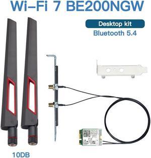 BE200NG Wi-Fi 7 Desktop Kit 8774Mbps (6G+5G+2.4G) with Bluetooth 5.4, 802.11 be200 M.2 WiFi Card Tri-Band Wireless Network Adapter for PC, Supports Windows 11, 10 (64bit) only.