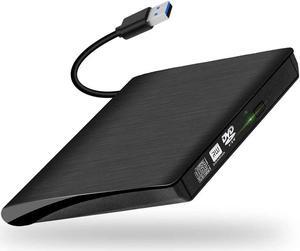 USB 3.0 External DVD CD Drive & CD DVD +/-RW Writer/Rewriter/Player High Speed Data Transfer CD/DVD Burner for Laptop Windows XP/Vista/7/8/10 (Black)