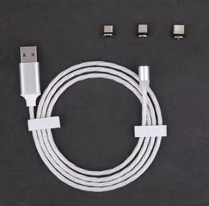 LED Flowing Magnetic Charger Blue Cable Light Up Candy Moving Party Shining Charger Phone Charging Cable Magnetic streamer absorption USB Snap Quick Connect 3 in 1 USB Cable