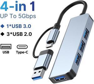 Aluminum 4 in 1 USB C Splitter USB HUB with USB 3.0,USB 2.0 for MacBook Laptops Desktops