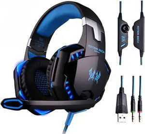 Professional Stereo Bass Game Headphone with Mic and LED Light, Gaming Headset Wired Earphone Noise Canceling for PC Computer