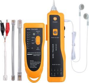 Wire Tracker, Multifunctional RJ11 RJ45 Cable Tester Line Finder with NCV Probe for Wire Tracer Toner Ethernet LAN Network Cable Collation, Telephone Line Tester &Continuity Checking, CT03