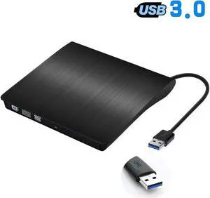 EVESKY [Updated Version] External CD Drive, ACETEND USB 3.0 Portable CD DVD +/-RW Drive Slim DVD/CD ROM Rewriter Burner Writer, High Speed Data Transfer for Laptop Notebook PC Desktops (Gray) eokCXOY
