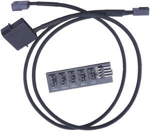 Fan Hub Splitter 1 to 5 Ports 4 Pin PWM Regulator 12V Power Cable Hub Adapter for CPU Cooler Case Chasis Cooling Fan