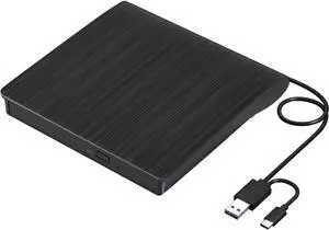 External CD DVD Drive, USB 3.0 & TYPE C Portable CD DVD +/-RW Drive, CD/DVD ROM Player Burner Reader Writer Rewriter Optical Disc Drive for Laptop Desktop PC, Windows 11/10/8/7, Apple Mac, Linux OS