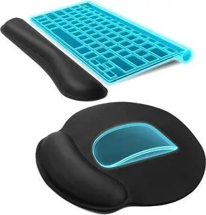 Ergonomic Mouse Pad with Wrist Support, Comfortable Keyboard Wrist Rest, Memory Foam Wrist Pad for Keyboard, Mouse Pad Sets for Easy Typing & Pain Relief for Computer, Office & Home