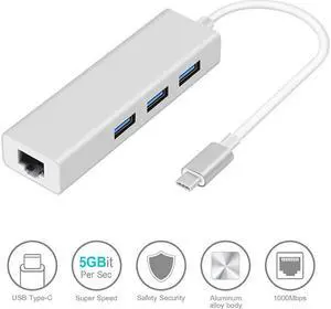 Type-C To RJ45 Network Card Hundred Trillion USB 3.0 Hub Type C To RJ45 Hub USB 3.0 Ethernet Network Adapter
