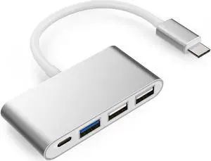4-in-1 USB-C Hub with Type C, USB 3.0, USB 2.0 for MacBook Air 2018, MacBook Pro 13/15 (Thunderbolt 3), ChromeBook,More,Connecting & Multiport Charging Adapter
