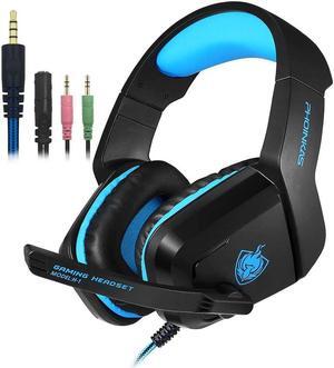 Gaming Headset Earphone 3.5mm Jack with LED Backlit and Mic Stereo Bass Noise Cancelling for Computer Game Player