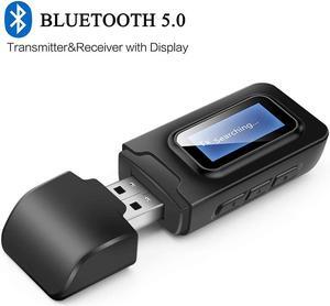 USB Bluetooth 5.0 Audio Transmitter Receiver with LCD Display, 2 in 1 Portable Visualization Bluetooth Adapter,3.5MM Wireless Bluetooth Adapter for PC,TV,Wired Speaker,Headphones and Car