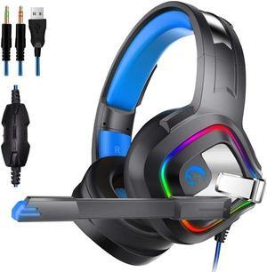 Gaming Headset, Surround Stereo Gaming Headphones with Noise Cancelling Mic, LED Lights & Soft Memory Earmuffs, Works with Xbox One, PS4, Nintendo Switch, PC Mac Computer Games Headset