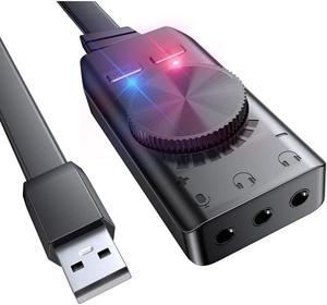 Virtual 7.1 USB Sound Card Adapter BENGOO External Audio Adapter Stereo Sound Card Converter 3.5mm AUX Microphone Jack for Gaming Headset Earphone PS4 Laptop Desktop Windows Mac OS Linux, Plug Play