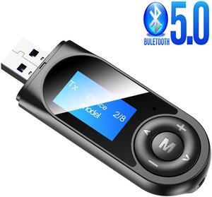 2 in 1 USB Audio Bluetooth 5.0 Adapter Audio Transmitter Receiver Plug and Play LCD Display Portable Visualization AUX Converter For TV PC Car Stereo USB 3.5MM AUX RCA Wireless Adapter
