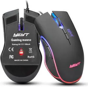 USB Wired Mouse Gaming Mice 3200DPI 7 Buttons Optical Gaming Mouse Ergonomic Mouse with 4-color Breathing Light Mouse (Color: Black)