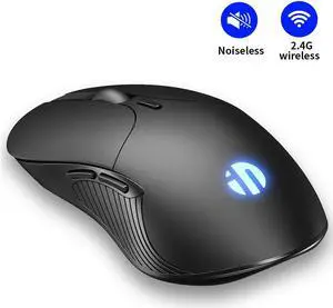 Silent Wireless Mouse Rechargeable Durable Slim Mice 2.4G Wireless Mice 3 DPI Adjustable 6 Buttons for Notebook, PC Computer Mouse (Black)