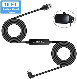 Quest Link Cable 16ft, Oculus Link Cable with Signal Booster, Streaming VR Game & Fast Charging USB C 3.0 Cable Compatible for Oculus Quest Headset and Gaming PC (16 Feet/ 5M)
