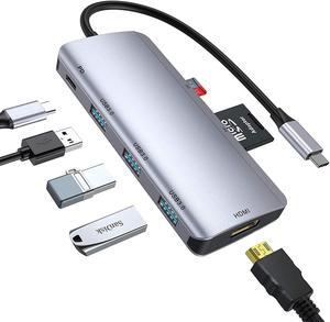 USB C Hub, 7-in-1 USB C Hub Multiport Adapter with 4K USB C to HDMI,SD/TF Card Reader and 3 USB 3.0 Ports,87W Power Delivery,for MacBook Pro, Pixelbook, XPS, and More