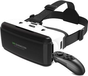 VR Headset with Remote Controls for iPhone&Android, Lightweight Design, Eye Protection, Anti-Blue Light, HD Virtual Reality, 110°FOV & Comfortable Adjustable Distance for Phones 4.7-6.53"