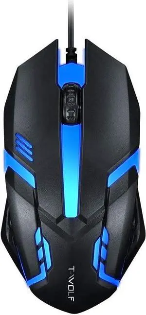 USB Wired Gaming Mouse, 3 Buttons 7 Coloured Backlight 1200 DPI Office Mouse Built-in Weights for Laptop/PC Gaming Mice