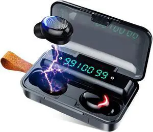 Bluetooth Ture Wireless Earbuds with Charging Case In-Ear Headphones Pumping Bass Stereo Calls LED Battery Display IPX7 Waterproof CVC8.0 Noise Isolation Built-in Mic Earphones for Sports