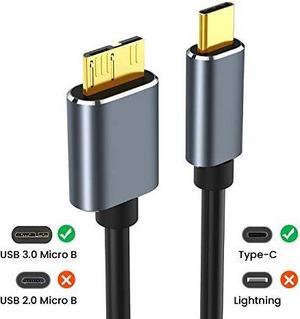 USB C to Micro B Cable 3.0, Type C to Micro B Hard Drive Cable, Micro B to USB Type C Cable for Toshiba Canvio, Seagate, WD External Hard Drive, Chromebook Pixel and More (1 Pack-3.3ft / 1M)