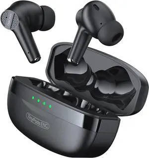 True Wireless Earbuds, in-Ear Earphones Touch Control Bluetooth 5.0 Earbuds 40H Playtime with Portable Mini Charging Case 4 Mic Call Noise Cancelling Headphones for Work Travel - Black