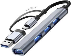 USB C to USB Hub 4 Ports (1x USB3.0, 3x USB2.0) , Type C to USB 3.0 Hub Ultra Slim USB Splitter for M-a-c-B-ook Pro/Air Surface Pro USB Flash Drive, 4-in-1 Docking Station USB C Hub for Laptop