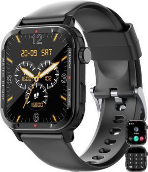 Smart Watches for Men - 1.85" Fitness Tracker with Rugged Bumper (Answer/Make Call) Smartwatch for Android Phones iPhone Outdoor Sports Watches Heart Rate Blood Pressure Monitor
