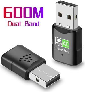 USB WiFi Adapter, 5G/2.4G Driver Free Dual Band Wireless USB WiFi Adapter for PC, 600Mbps High Speed WiFi Adapter for Desktop PC, USB WiFi Dongle Support Windows 7/8/10/11