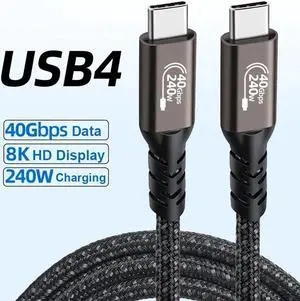 240W USB4 Cable 1.64FT/0.5M, USB C, Type C to Type C Charging Cord, 240W Power Delivery, 8K 60HZ Display, 40Gbps, Compatible with Thunderbolt 3, MacBook Pro,Intel CPU,TS4 Docking,SSD Storage and More 240W USB4 Cable 1.64FT/0.5M, USB C, Type C to Type C Charging Cord, 240W Power Delivery, 8K 60HZ Display, 40Gbps, Compatible with Thunderbolt 3, MacBook Pro,Intel CPU,TS4 Docking,SSD Storage and More