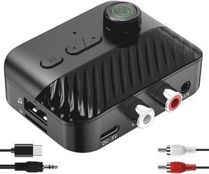 Bluetooth Transmitter Receiver - V5.3 Bluetooth Audio Receiver w/Display & Knob, 3.5mm AUX RCA Wireless Audio Adapter for Home Stereo/Headphone/Speaker/TV/PC/Car, Support TF Card/U Disk Music Play