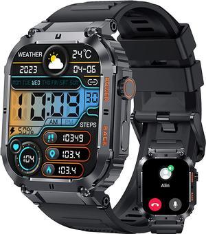 Smart Watch, 1.96-inch AMOLED Display, 70+ Days Battery Life, 100+ Sports Modes Rugged Military Smartwatch for Android iPhone(Call Receive/Dial), IP68 Waterproof Fitness Tracker Heart Rate Monitor