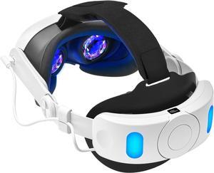 Head Strap Accessories for Oculus/Meta Quest 3, 6000mAh Battery Pack Elite Strap with LED Display, RGB Lights, Headset Strap Replacement for Enhanced Playtime Comfort in VR