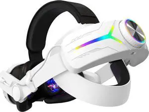 RGB Comfort Battery Head Strap 8000mAh Compatible with Me-ta Quest 3 Accessories, Battery Pack Elite Strap Replacement for Enhanced Support and Extend Playtime in VR (White)