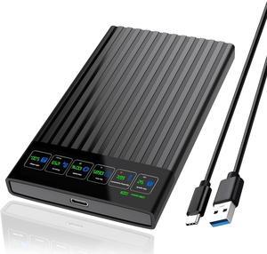 2.5 Inch SATA to USB 3.0/3.1/3.2 Type C External Hard Drive Enclosure with LCD Display Screen for 7mm/9.5mm 2.5'' SATA HDD/SSD CASE with UASP Tool-Free Compatible with Windows, LINUX, MacOS