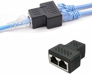 2 Pack RJ45 Splitter Connectors, 1 to 2 Ways Ethernet cables interface RJ-45 Socket Adapter 8P8C HUB Network LAN Internet PC laptop router cable Coupler contact Modular plug For Cat5 Cat5e Cat6 Cat7