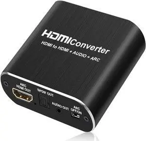 HDMI Audio Extractor 4K, HDMI to HDMI + 3.5mm AUX Stereo Audio Out + Optical Toslink SPDIF Adapter, HDMI Audio Splitter Converter Support 4K@60Hz HDCP1.4 Full HD 1080P 3D