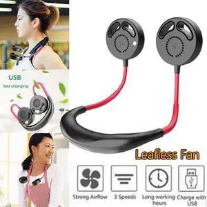 Portable Leafless Fan USB Rechargeable Neckband Lazy Neck Hanging Style Dual Fanless Chargeable Cooling Sports Fans