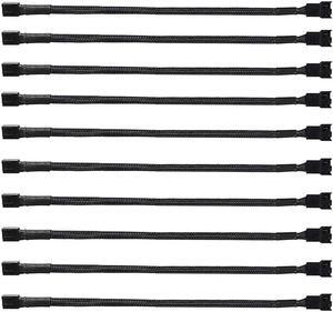 10Pack 4-Pin Case Male to Female PWM Fan Splitter Cable 10.6inch Sleeved Braided Adapter Computer PC Fan Power Extension Cable Converter for Computer ATX Case Compatible 3-Pin/4-Pin Cooling Fan Cable