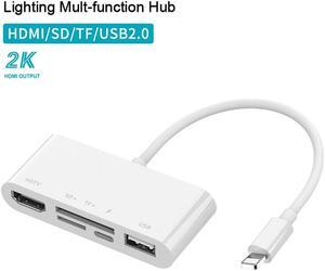 Lighting Mult-function Hub Lightning to 1080P HDMI Cable USB SD TF Card Reader Digital AV TV OTG Adapter Hub For iPhone iPad SLR Camera SD/TF