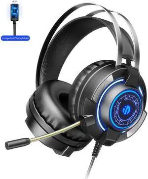 7.1 Stereo Sound Gaming Headset Earphone Wired Gamer Headphone USB Plug 50mm Speaker Headsets with Mic LED light for PC Gamer