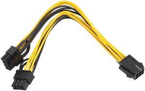 PCI-E PCI Express 6Pin Female to Dual 8Pin ( 6+2Pin ) Male F/M Adapter GPU Video Card Power Cable 18AWG 20cm/7.87 Extension Cord