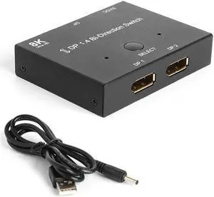 Displayport Splitter DP1.4 Bi-Direction Switch Audio Video Sync Adapter 1x2/2x1 Switcher for Computer TV Projector Monitor