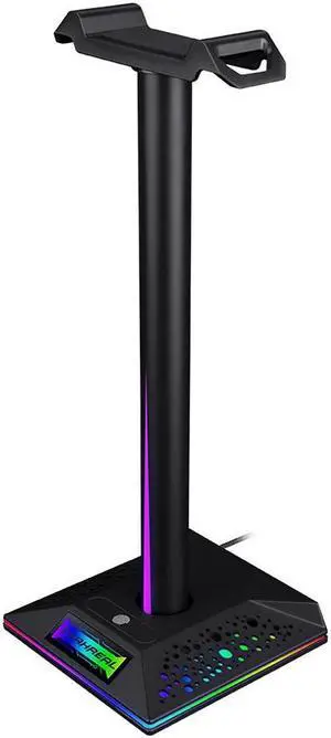 Headphones Stand Holder Universal RGB Gaming Headset Desk Bracket Over-Ear Earphone Display Shelf with 3.5mm 2 USB Ports for Desktop PC Game Earphone Accessories