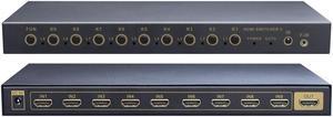 9 In 1 Out 4K 60HZ HDMI Switch 9x1 3840x2160@60HZ 4:4:4 HDMI 2.0 Switcher Audio Video Converter for PS3 PS4 XBOX DVD PC To TV HDTV Monitor or Projector with IR Remote Control & Wired Control