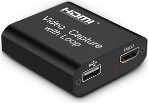 Video Capture Card 4K HDMI Video Capture Device with Loop Out, Full HD 1080P Game Capture Video Recorder for Live Streaming, Broadcasting or Video Conference