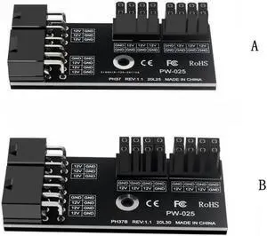 2 PACK GPU Graphics Card Power Connector (90° Turning) N Card A Card Power Steering Connector 8+8p to 6+8p Power Supply Adapter Board ( 1 Positive 1 negative)
