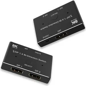 Displayport 8K DP 1.4 Splitter Switch 2 Ports Bi-Direction 8K@60Hz 4K@144Hz Converter Ultra HD 8K 3D HDCP