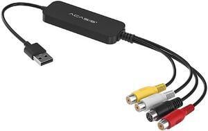 USB 2.0 Audio Video Converter Capture Card Adapter Grabber Transfer USB2.0 to AV Video Single-Channel Capture Card VHS VCR USB TV Hi8 Game S Video to Digital DVD